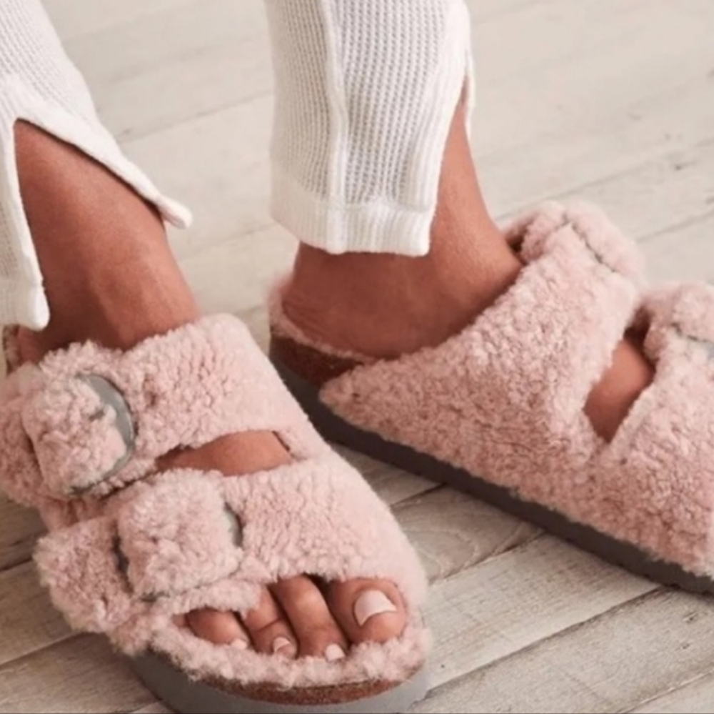 Birkenstock Pink Fuzzy Slippers - Picture 5 of 9